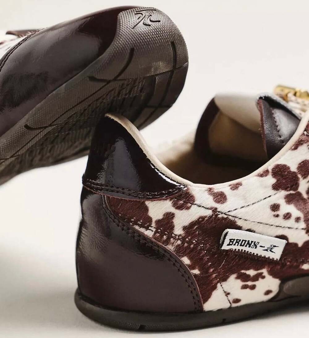 NWOB Bronx Myr-aa Cow Print Patent Leather Low Top Sneakers EU 41 US 10 - Picture 3 of 3